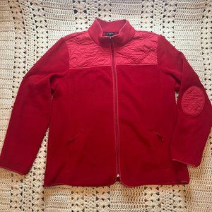 Talbots Red Quilted‎ Zip Up Fleece Mock Neck Jacket w/Quilted Details Pet Large